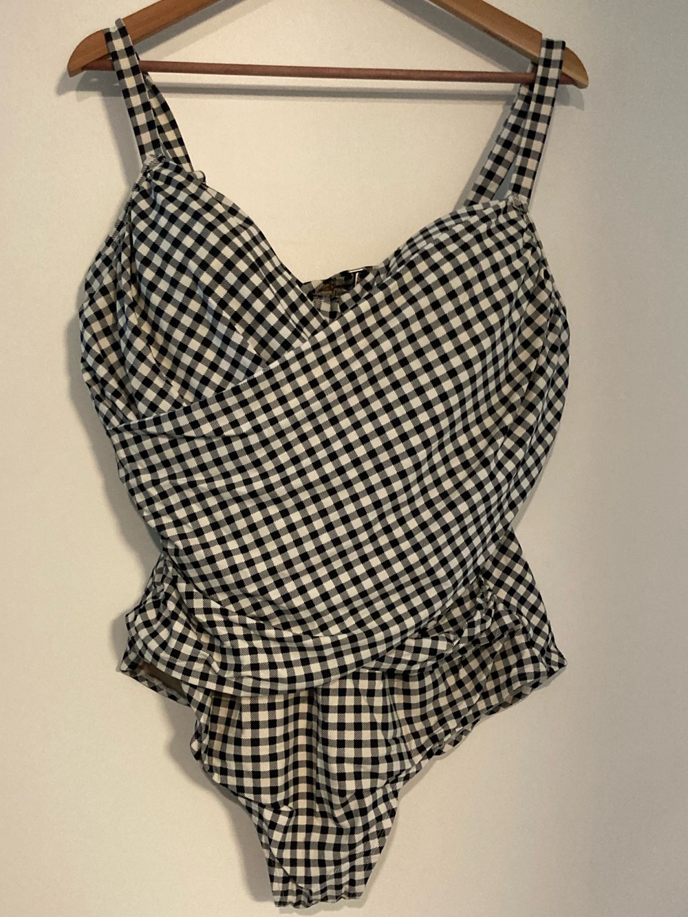 Old Navy Black and White Gingham One-Piece Swimsuit